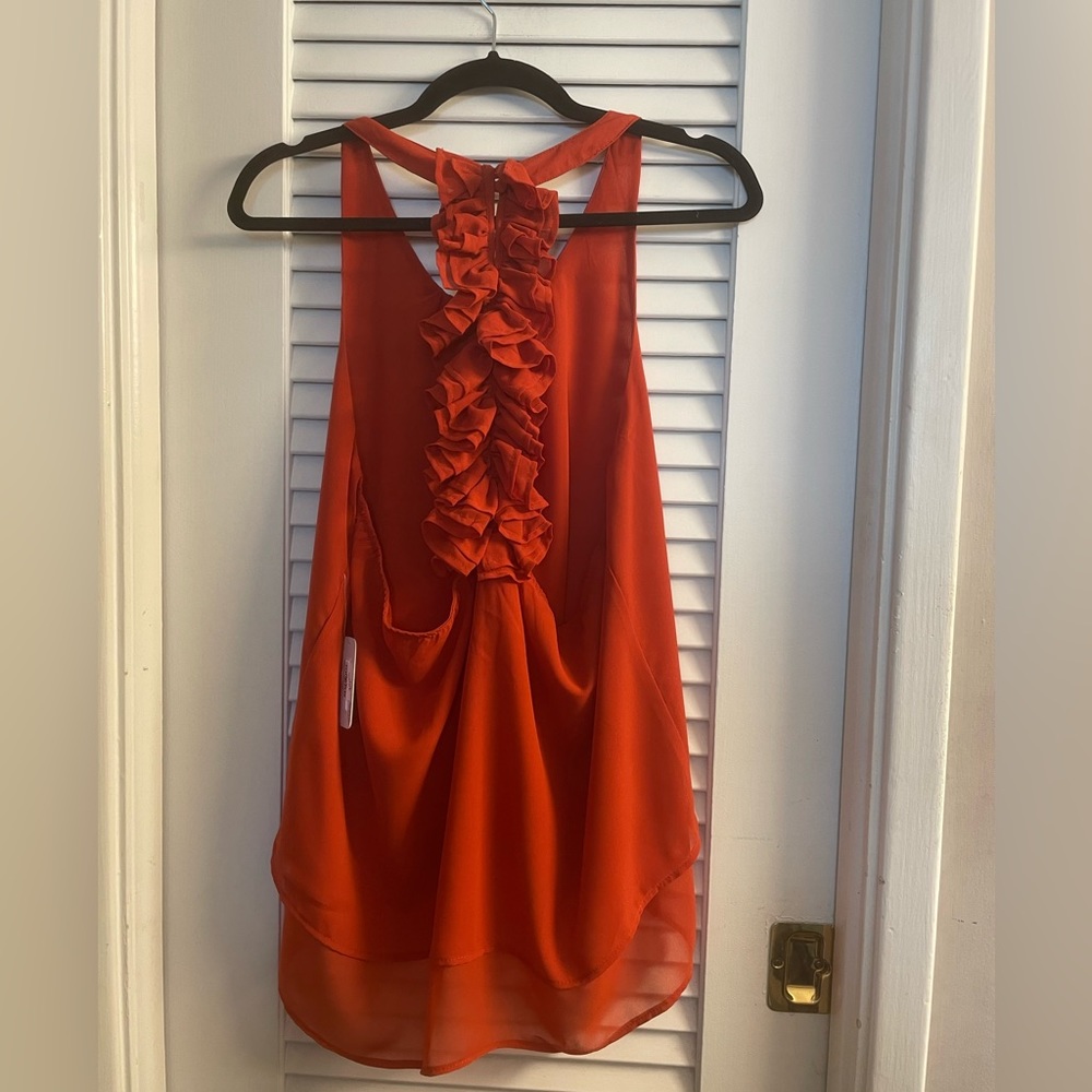 Charming Charlie NWT Flirty Ruffle Racer Back Smocked Tiered Tunic Size Med.